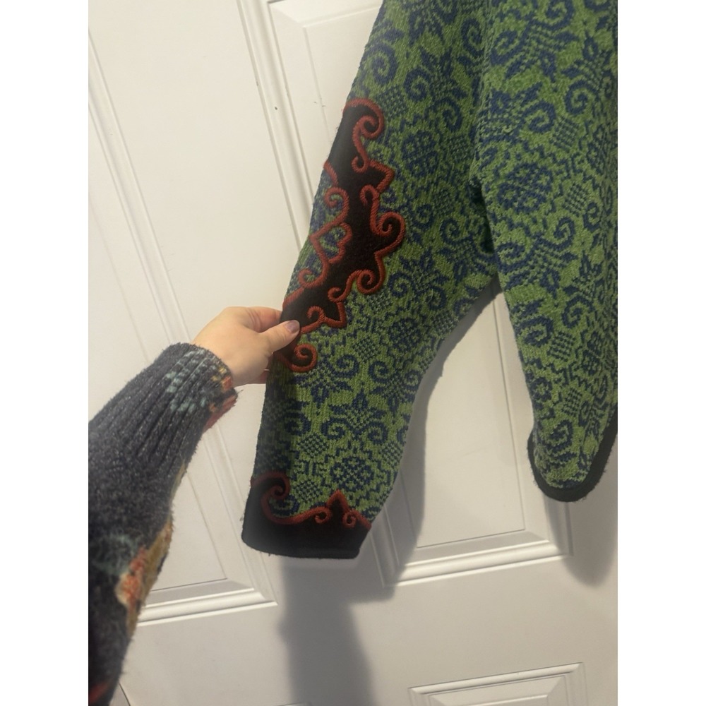 Vintage Vrikke Wool Nordic‎ Knit Jacket Cardigan Women's S Green Sz S Folk Style - Picture 3 of 14